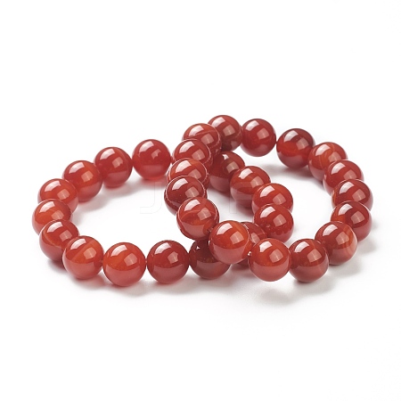 Natural Red Agate Beaded Stretch Bracelets BJEW-A117-E-25-1