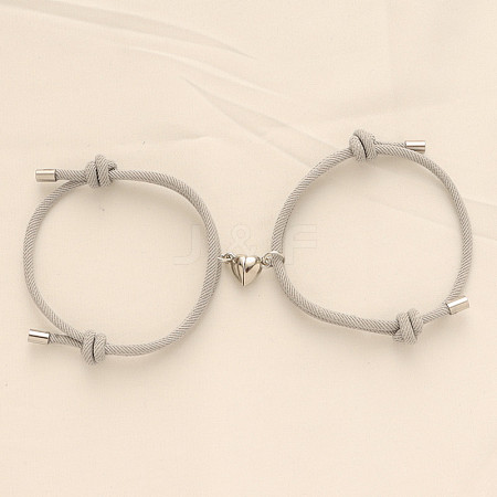 Alloy Heart-shaped Magnetic Braided Rope Bracelets for Couple Girlfriends WG59636-07-1