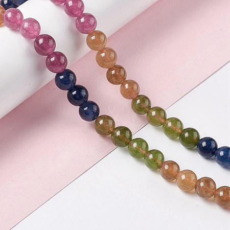 Natural White Jade Imitation Tourmaline Beads Strands G-I334-01B-1