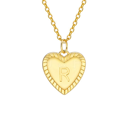 Golden Tone Brass Cable Chain Letter Heart Pendant Necklaces for Women PW-WG67FD6-18-1