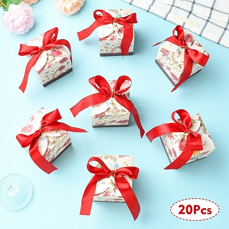 20Pcs Floral Printed Cardboard Gift Boxes CON-YW0001-93B-1