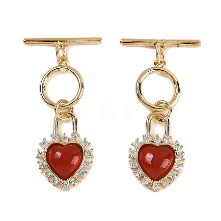 Natural Carnelian Toggle Clasps KK-P283-39G-1