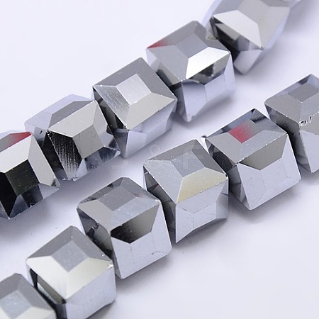 Faceted Cube Shaped Crystal Glass Beads Strands EGLA-F016-C01-1