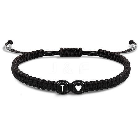 304 Stainless Steel Alphabet Beads Braided Bead Bracelets RY3090-20-1