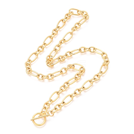 Unisex Vacuum Plating 304 Stainless Steel Figaro Chain Necklaces X-NJEW-H215-03G-1