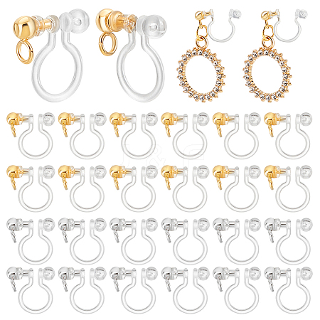   24Pcs 2 Colors Plastic Clip-on Earring Findings STAS-PH0005-70-1