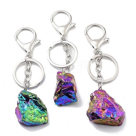 Electroplated Natural Quartz Crystal Keychain KEYC-M022-06-1