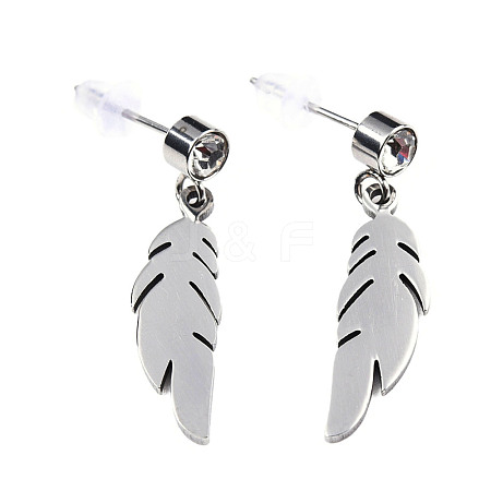 201 Stainless Steel Dangle Stud Earrings EJEW-T008-JN749-1