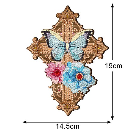 Religion Cross & Flower DIY Diamond Painting Pendant Decoration Kit PW-WG78154-04-1
