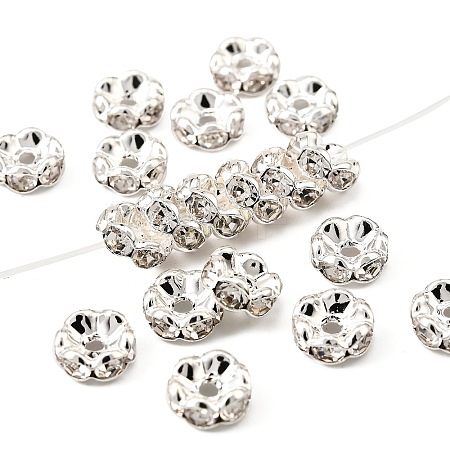 Brass Rhinestone Spacer Beads RB-A014-L8mm-01S-NF-1
