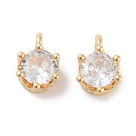 Brass Micro Pave Cubic Zirconia Charms KK-C051-39G-02-1