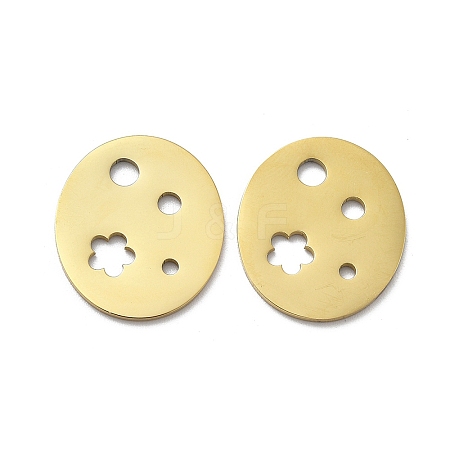 304 Stainless Steel Laser Cut Hollow Flower Connector Charms STAS-M111-07G-1