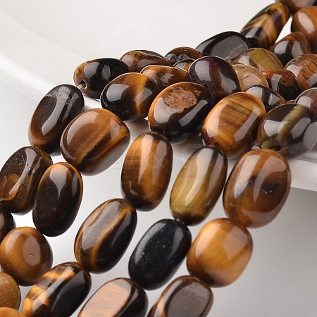 Nuggets Natural Tiger Eye Bead Strands G-M350-06-1