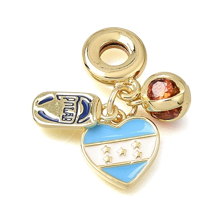 Brass Micro Pave Clear Cubic Zirconia and Enamel European Dangle Charms CU-CBAA556-02B-1