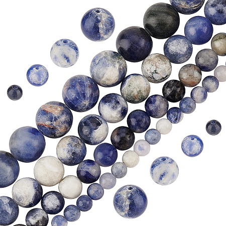 Olycraft 4 Strands 4 Styles Natural Sodalite Beads Strand G-OC0005-08-1