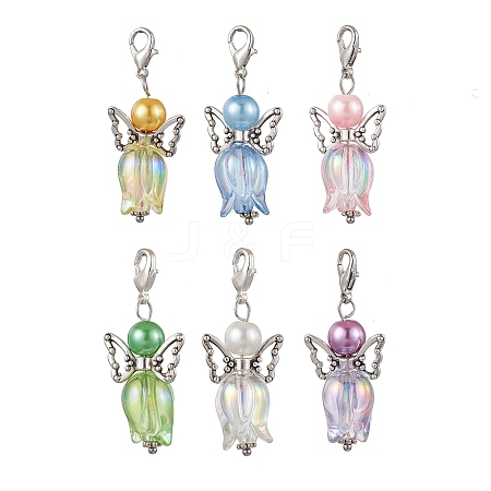 6Pcs Acrylic Angel Tulip Pendant Decorations HJEW-JM02565-1