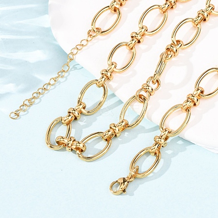 10MM 304 Stainless Steel Oval Link Chain Necklaces for Women NJEW-G194-04G-1