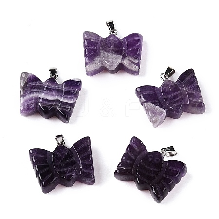 Natural Amethyst Carved Butterfly Pendants G-N342-01D-1