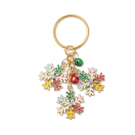 Snowflake Alloy Enamel with Brass Bell Pendant Keychain KEYC-JKC00879-1