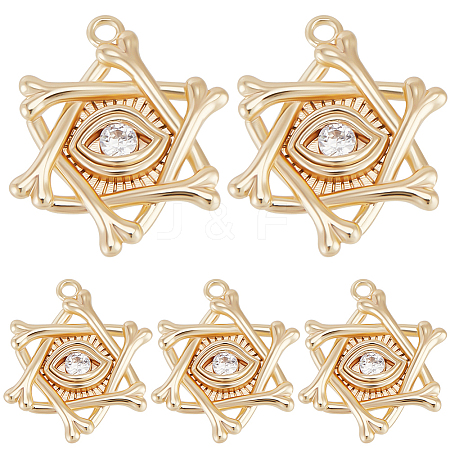 16Pcs Brass Micro Pave Clear Cubic Zirconia Pendants KK-BBC0017-23-1