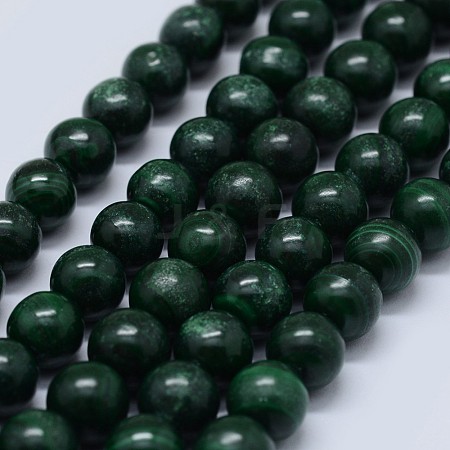 Natural Malachite Beads Strands G-F571-27B2-8mm-1