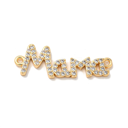 Mother's Day Brass Micro Pave Clear Cubic Zirconia Connector Charms KK-K378-12G-1