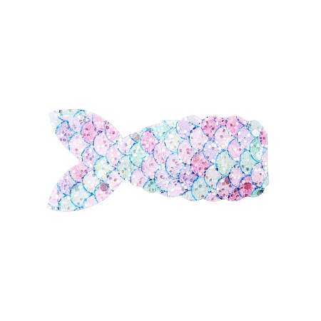 Fish Scale Shiny Cloth Snap Hair Clips PW-WG87473-07-1