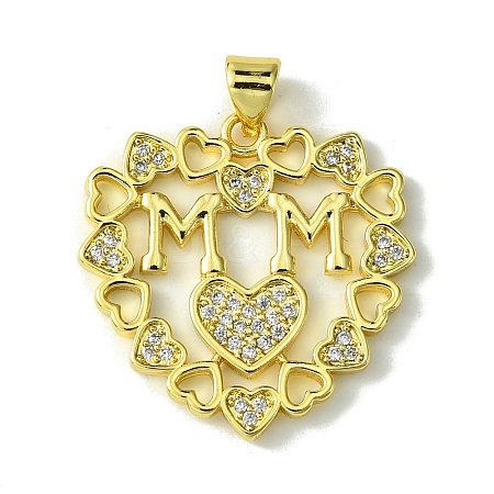 Mother's Day Brass Micro Pave Cubic Zirconia Pendants KK-H472-04G-02-1