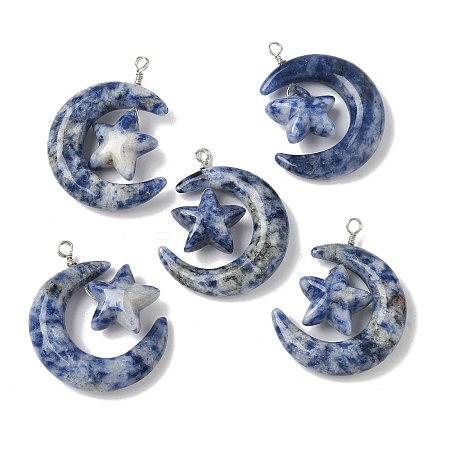 Natural Blue Spot Jasper Pendants G-Z086-01P-20-1