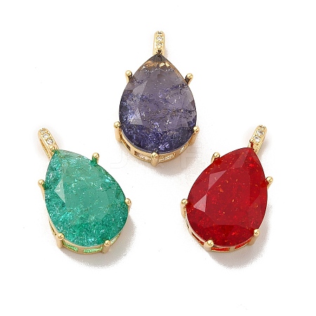 Rack Plating Brass Micro Pave Cubic Zirconia Pendants ZIRC-C002-07G-1