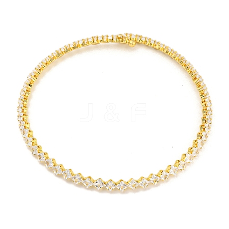 Rack Plating Brass Pave Clear Cubic Zirconia Choker Necklaces NJEW-A031-01G-1