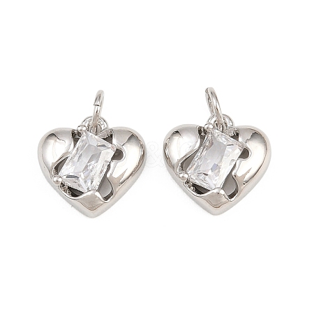 Valentine's Day Brass Micro Pave Clear Cubic Zirconia Charms KK-H292-52C-P-1