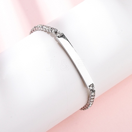 304 Stainless Steel Rhinestone Cup Chain Bracelets BJEW-G753-02P-03-1