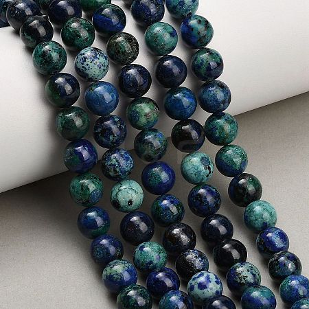 Natural Azurite Beads Strands G-G475-A04-8mm-1