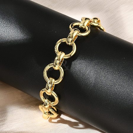 Brass Ring Link Chain Bracelets for Women Men BJEW-K273-07G-1
