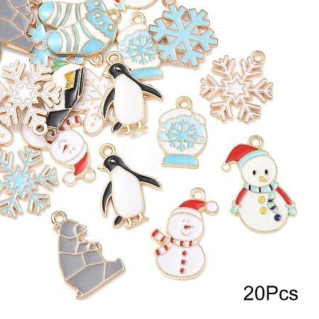 20Pcs 10 Styles Christmas Style Alloy Enamel Pendants ENAM-YW0005-30-1