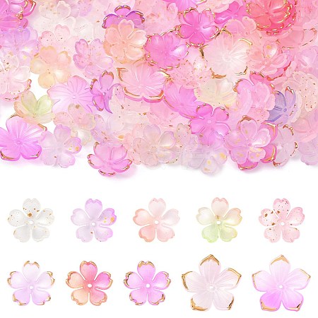 200Pcs 10 Styles Mixed Styles Acrylic Bead Caps OACR-FS0002-51B-1