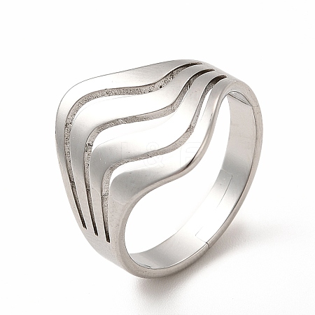 Non-Tarnish 304 Stainless Steel Wave Adjustable Ring for Women RJEW-B027-05P-1