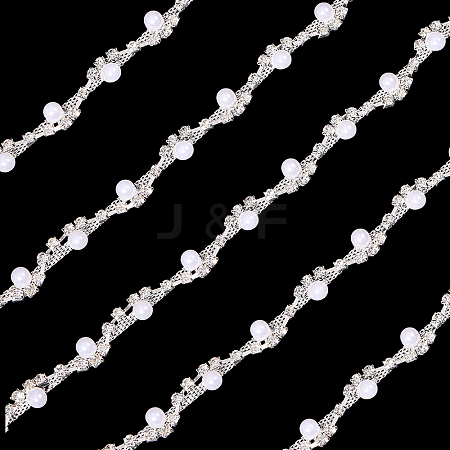 1 Yard Brass Crystal Rhinestone Cup Chain with Imitation Pearl OCOR-GL0001-08B-1