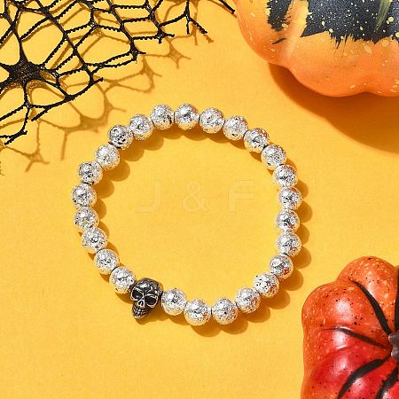 Halloween Electroplate Natural Lava Rock Bracelets BJEW-JB12332-03-1