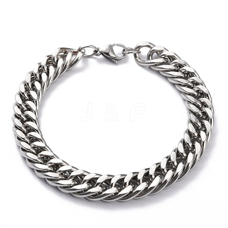 304 Stainless Steel Cuban Link Chain Bracelets STAS-A028-B064P-A-1