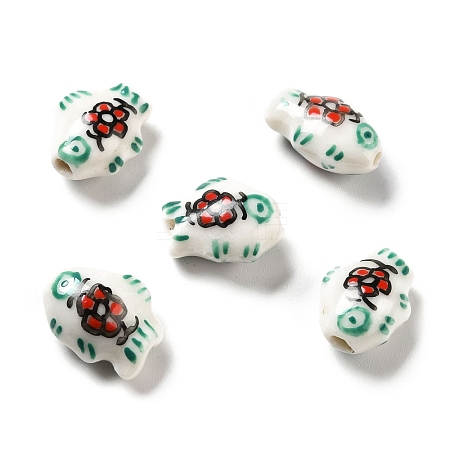 Handmade Printed Porcelain Beads PORC-F005-03E-1