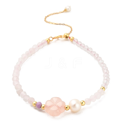 Natural Rose Quartz and Natural Lepidolite and Natural Agate Bead Bracelets BJEW-E098-13G-1