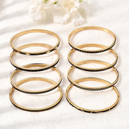 304 Stainless Steel Enamel Hinged Cuff Bangles for Women SA-CBAC920-15G-02-1