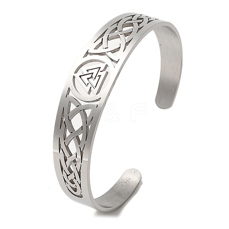 Non-Tarnish 304 Stainless Steel Hollow Cuff Bangles LS-BJEW-Z022-03P-1