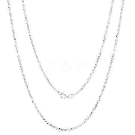 Anti-Tarnish Rhodium Plated 925 Sterling Silver Thin Dainty Link Chain Necklace for Women Men JN1096B-04-1