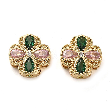 Brass Micro Pave Cubic Zirconia Beads LS-KK-D093-07G-1