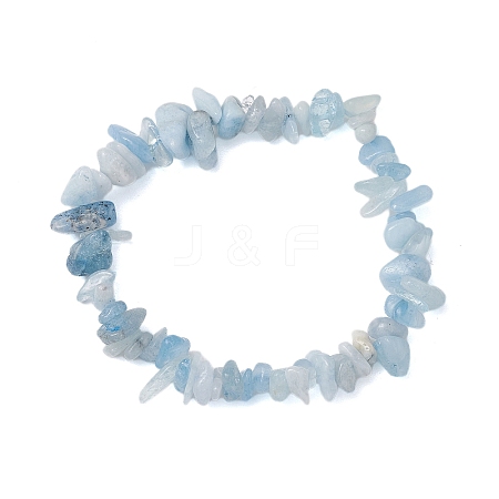 Natural Aquamarine Chip Beaded Stretch Bracelets for Women Men BJEW-JB10647-03-1