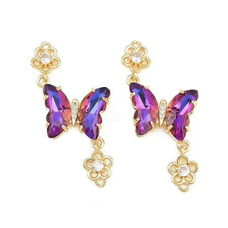 Brass Micro Pave Cubic Zirconia Connector Charms CU-CBACDF6-01G-14-1