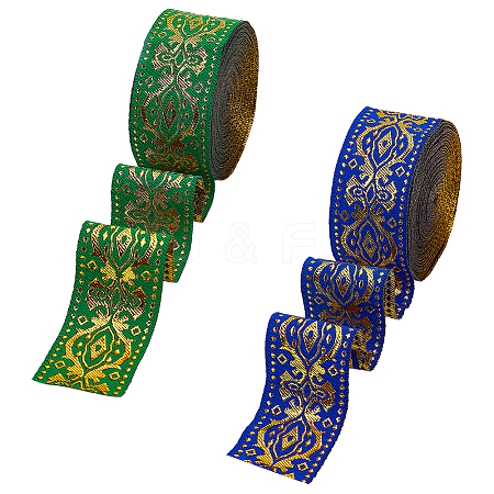 14M 2 Colors Ethnic Style Embroidery Polyester Ribbons OCOR-PH0002-05-1